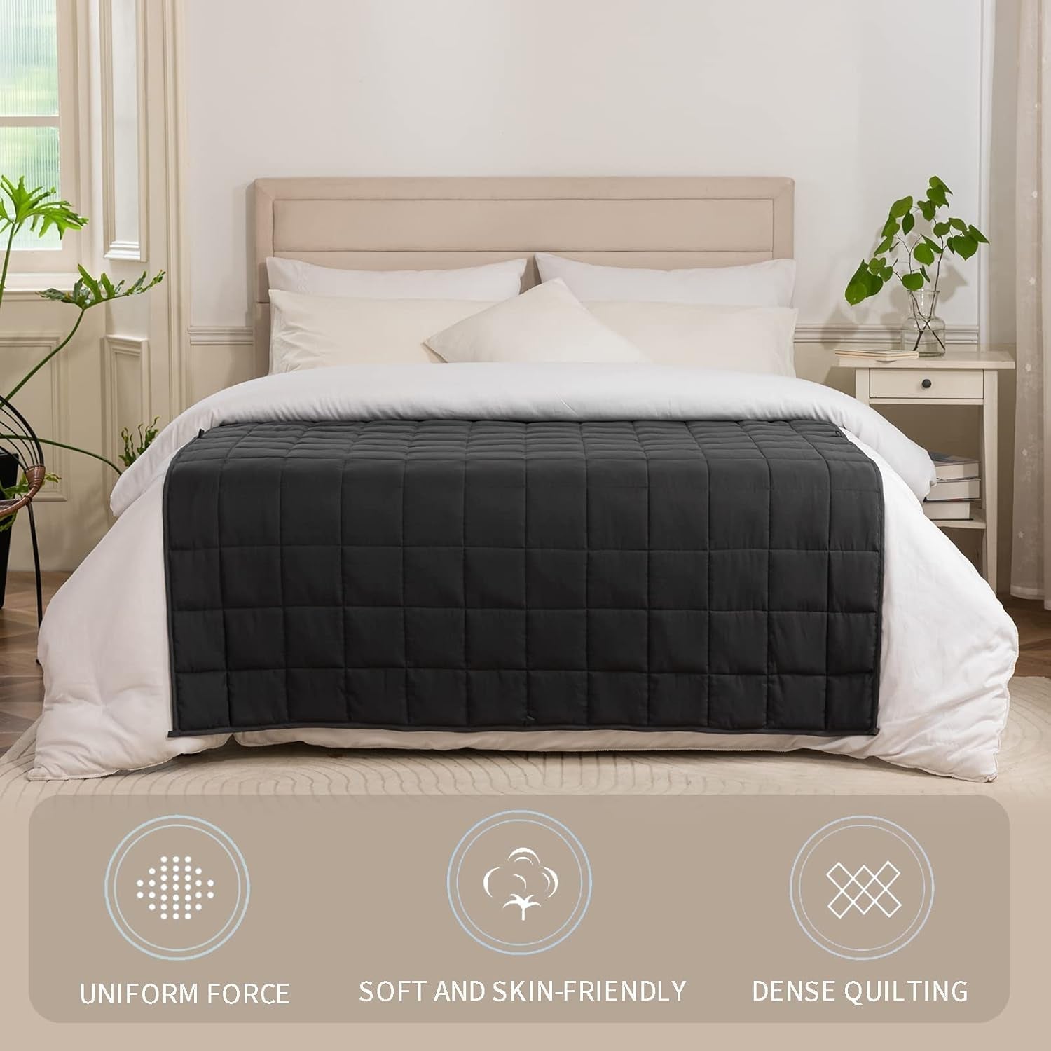 Good Nite Weighted deka pro dospělé Šedá Relaxační deka pro a pro relaxaci Weighted deka Šedá 125X150Cm 4Kg Peřiny a přikrývky Naty Shop