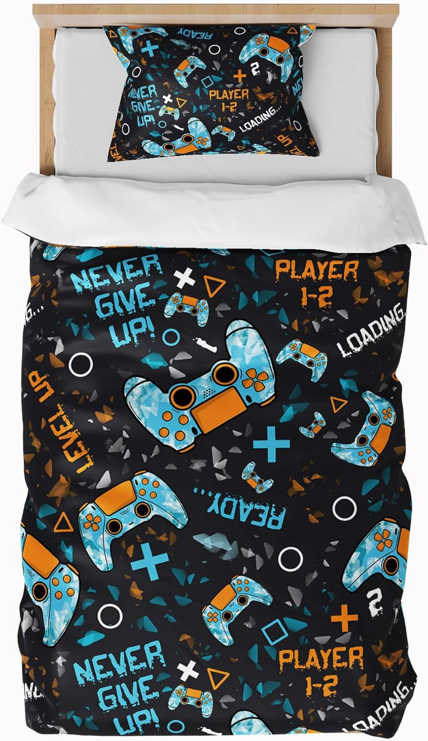 Povlečení pro děti, kluky, různé modely, se zipem, mikrovlákno polyester Povlečení - dětské Naty Shop Herní ovladač 135X200 Cm + 80X80 Cm
