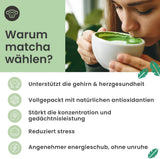 Purechimp Ceremonial Grade Matcha Powder 50g. 100% čistý čajový prášek pěstovaný ve stínu pro latté, nálevy a receptury. Recyklovatelná nádoba. Bohaté na antioxidanty.