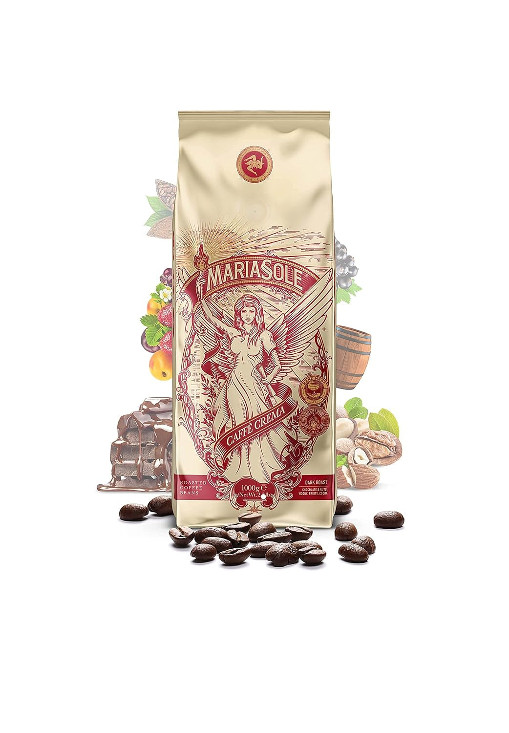 Caffè Crema 1kg – Tradiční Röstung in Sizilien über Holzfeuer In Handarbeit – Premium Kaffeebohnen für Vollaautomat und Siebträger