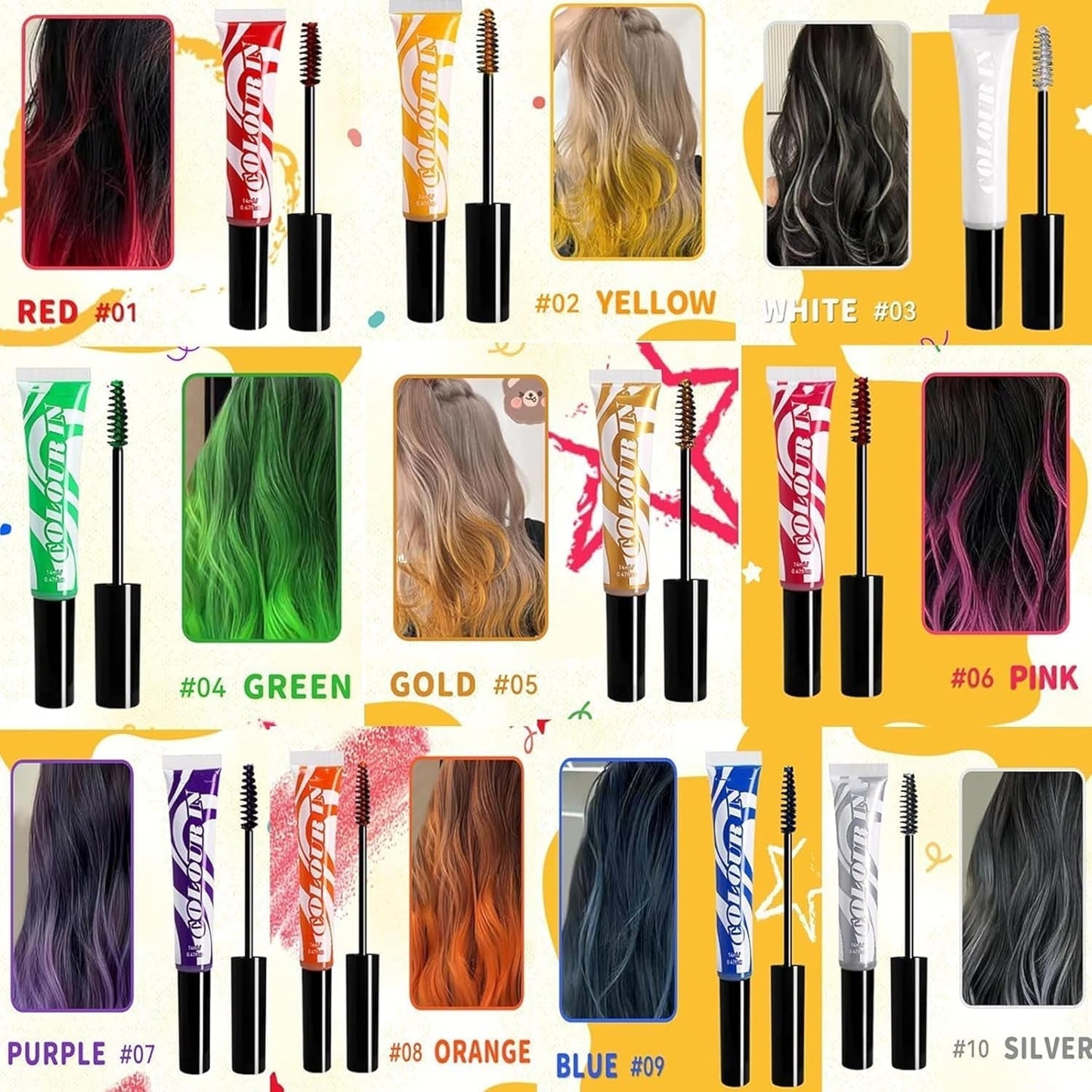 Green Temporary Hair Dye - 14ml Hair Chalk Barva na vlasy, Smývatelná zelená tyčinka na barvení vlasů, Instant Color Hair Chalk, Carnival Chalk Barva na vlasy pro Vánoce Halloween, Karneval, Cosplay Barva na vlasy Naty Shop