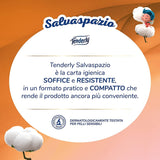 Úspora místa, 96 rolí toaletního papíru, 2 vrstvy, 220 slz na roli, S přírodními výtažky ze slézu a měsíčku, Made in Italy, Dermatologicky testováno.