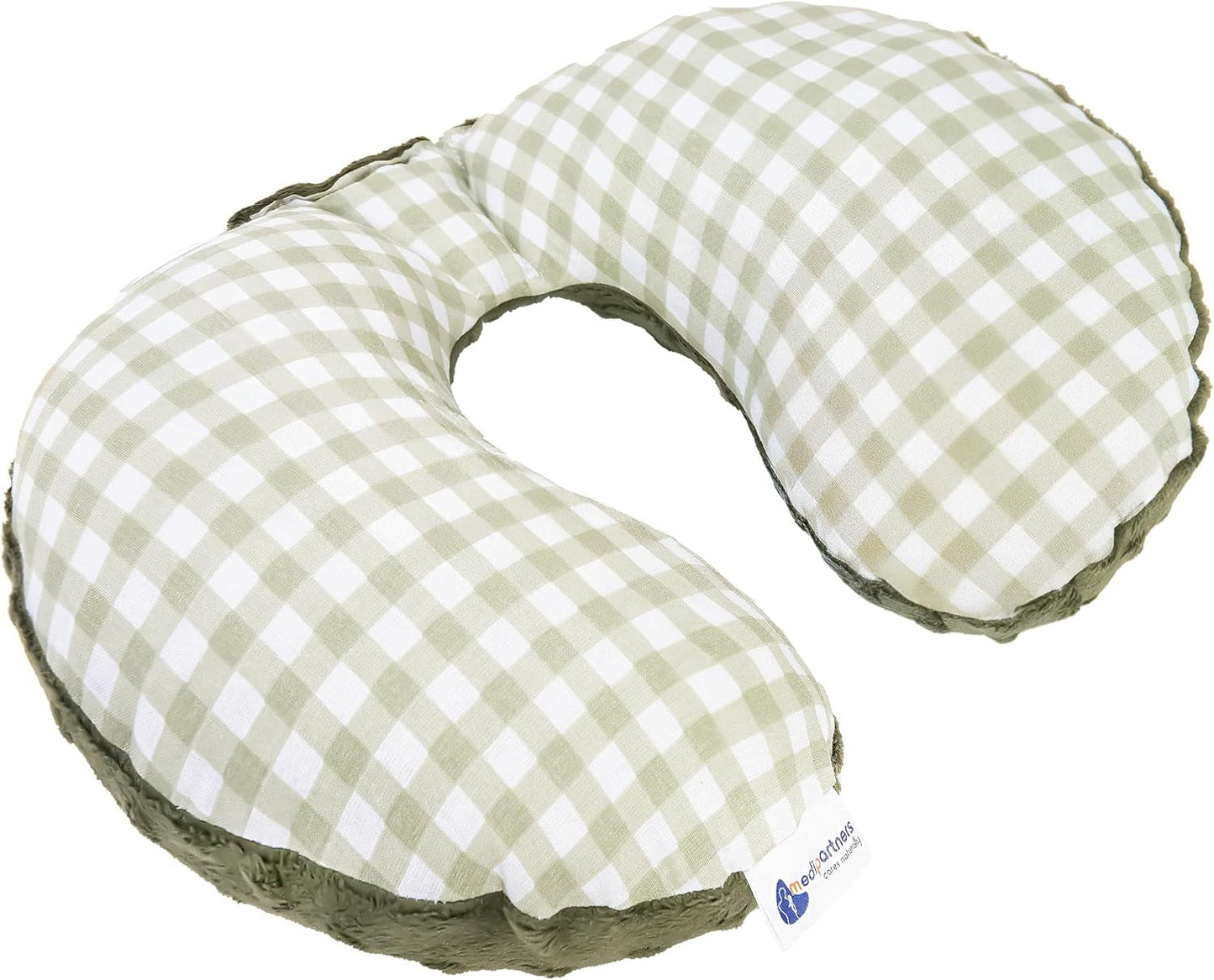Medi Partners Baby Neck Polštář Neck Support 100% Bavlna / Minky Baby Neck Polštář do autokočárku Cestování Cestování Spánek Polštář Snooze Roll (REH s šedým Minky) Krční ortopedické polštáře Naty Shop Olive Mink Kontrolováno