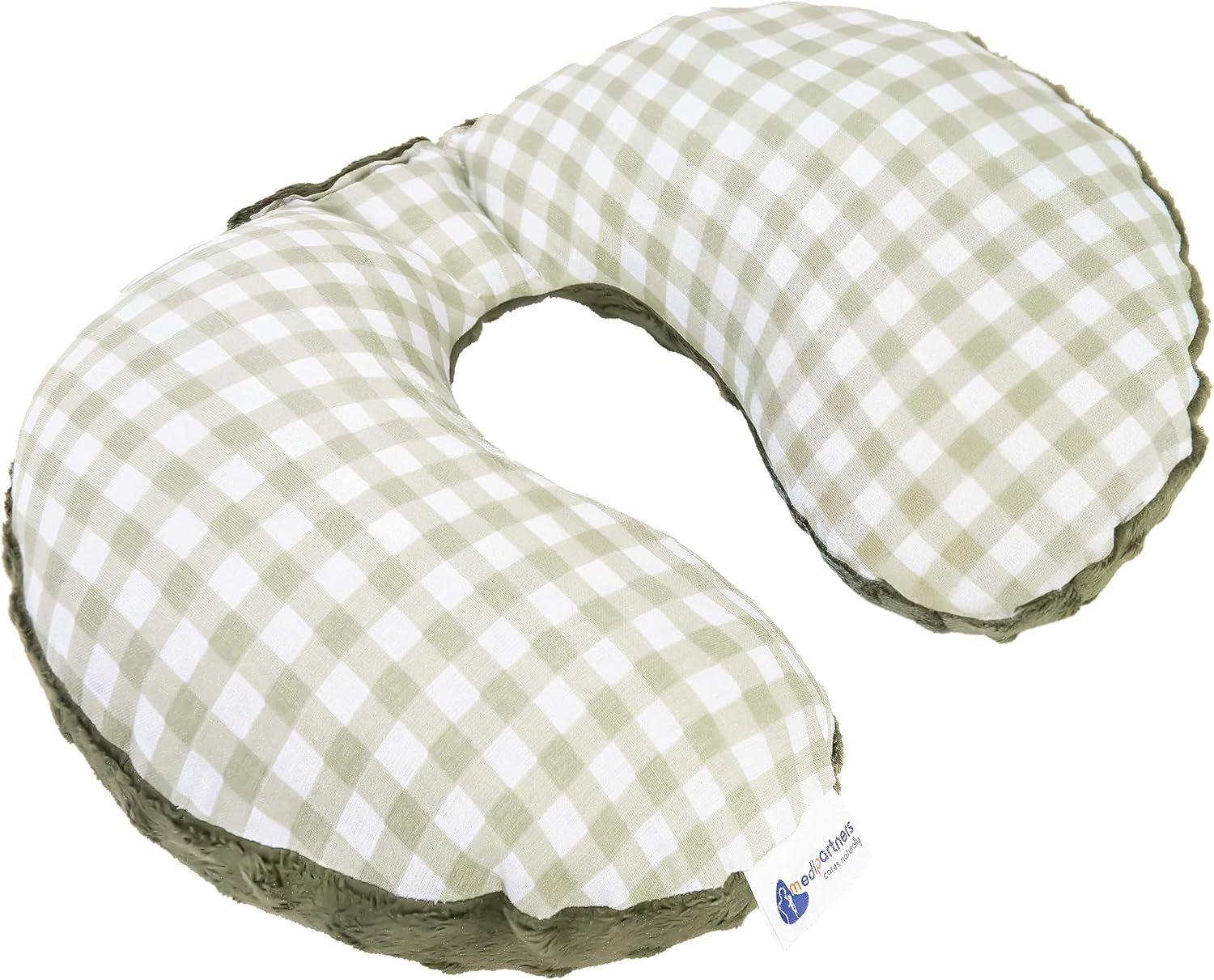 Medi Partners Baby Neck Polštář Neck Support 100% Bavlna / Minky Baby Neck Polštář do autokočárku Cestování Cestování Spánek Polštář Snooze Roll (REH s šedým Minky) Krční ortopedické polštáře Naty Shop Olive Mink Kontrolováno