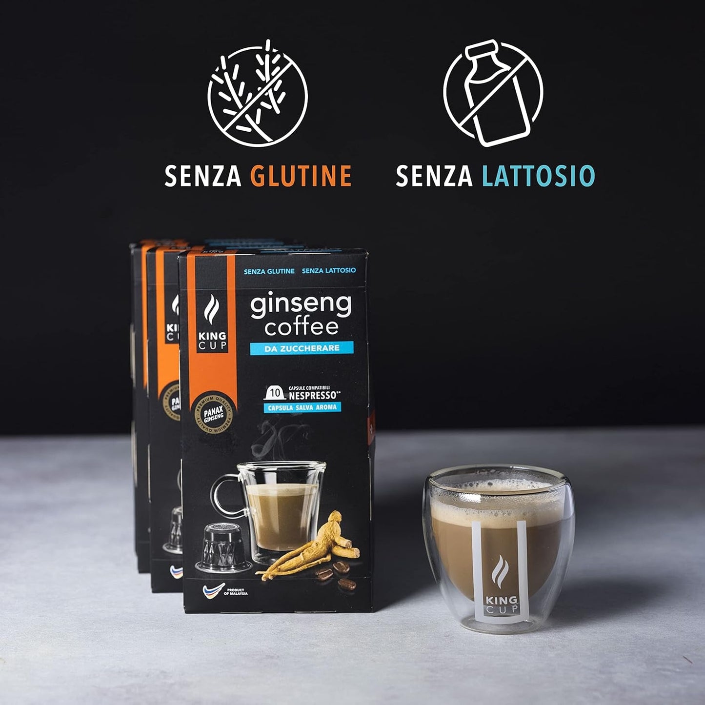 - 5 balíčků s 10 kapslemi ženšenu Zuckerfreier, 50 kapslí 100% kompatibilní s Nespresso-System von Ginseng Drink, bez lepku a laktosefrei