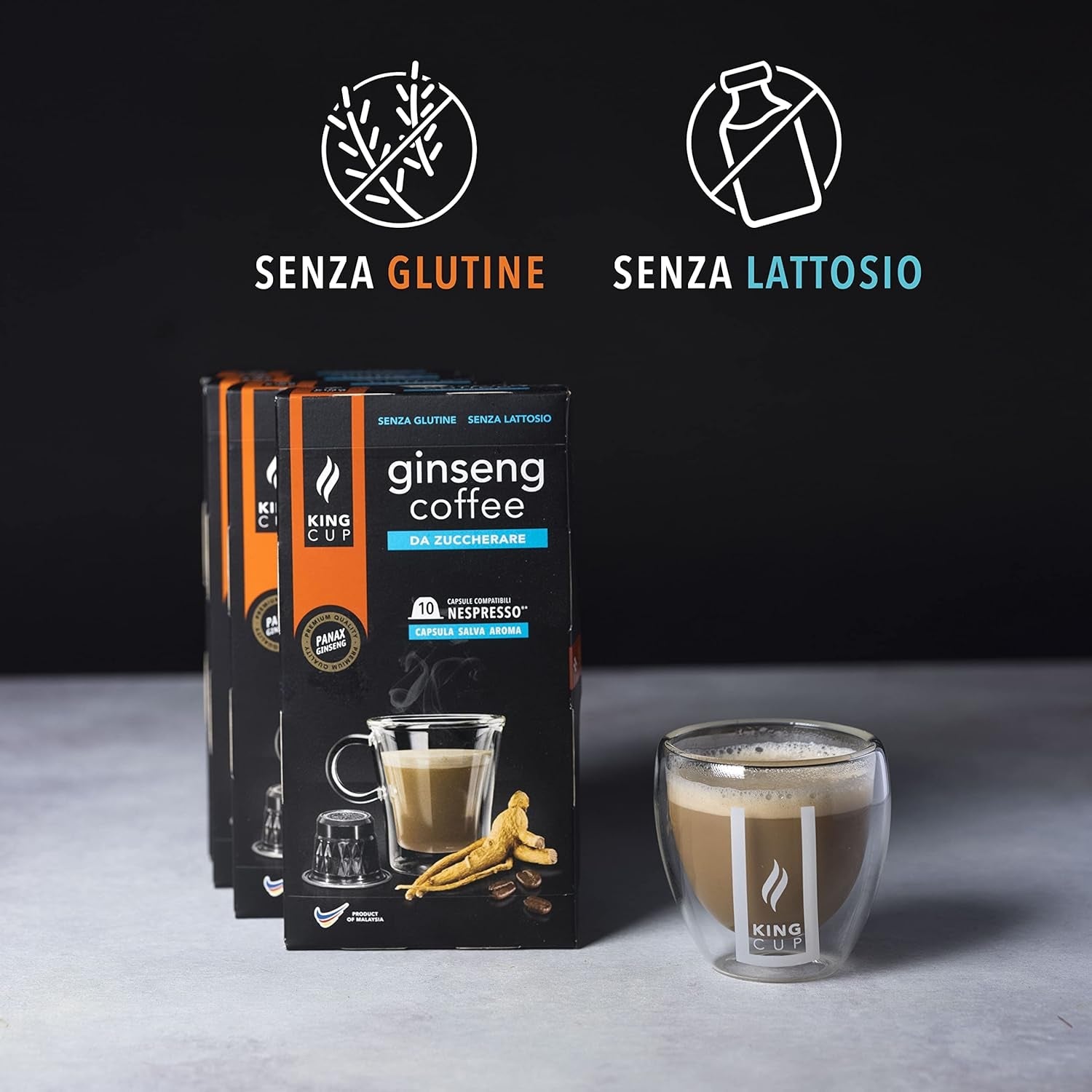 - 5 balíčků s 10 kapslemi ženšenu Zuckerfreier, 50 kapslí 100% kompatibilní s Nespresso-System von Ginseng Drink, bez lepku a laktosefrei