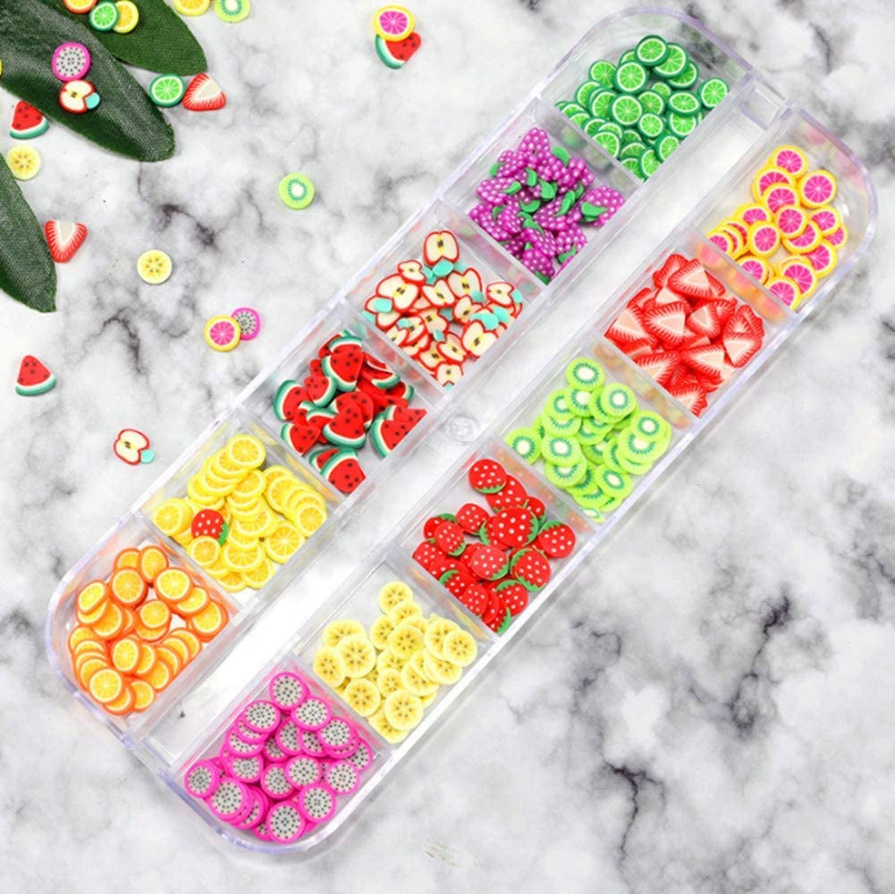 4 sada Nagel Obst Scheiben, Basicon Niedliche Obst Polymer Scheiben Obst Scheibe Nail Nagel 3D Obstscheibe Nail Art Slice Für DIY Liefert Maniküre Dekoration Schleim Zubehör Nageldekorationen, 4 Stile