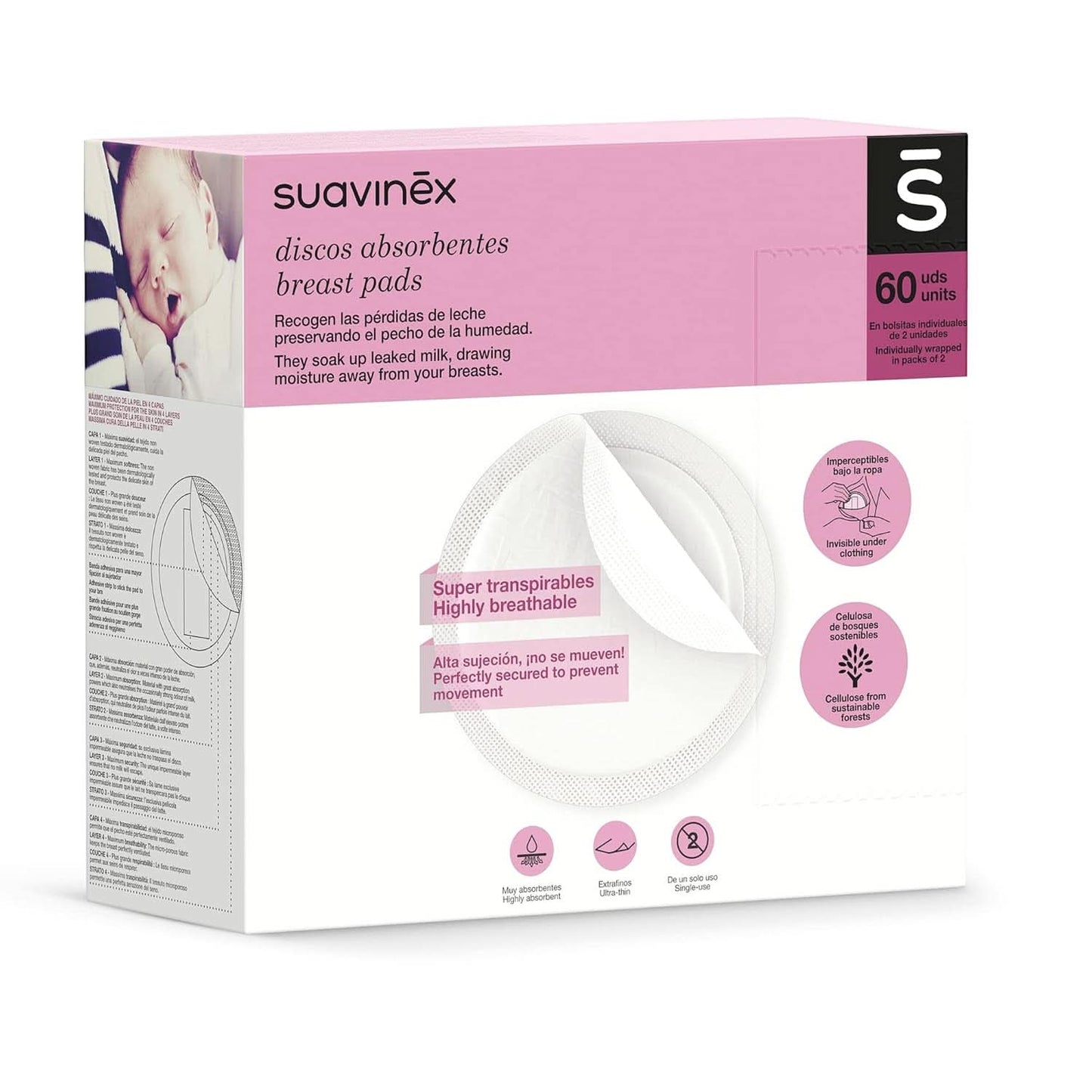 Suavinex 3182126 - Balení tamponů na kojení 60 kusů Příslušenství Potraviny a kojení Bebe Naty Shop