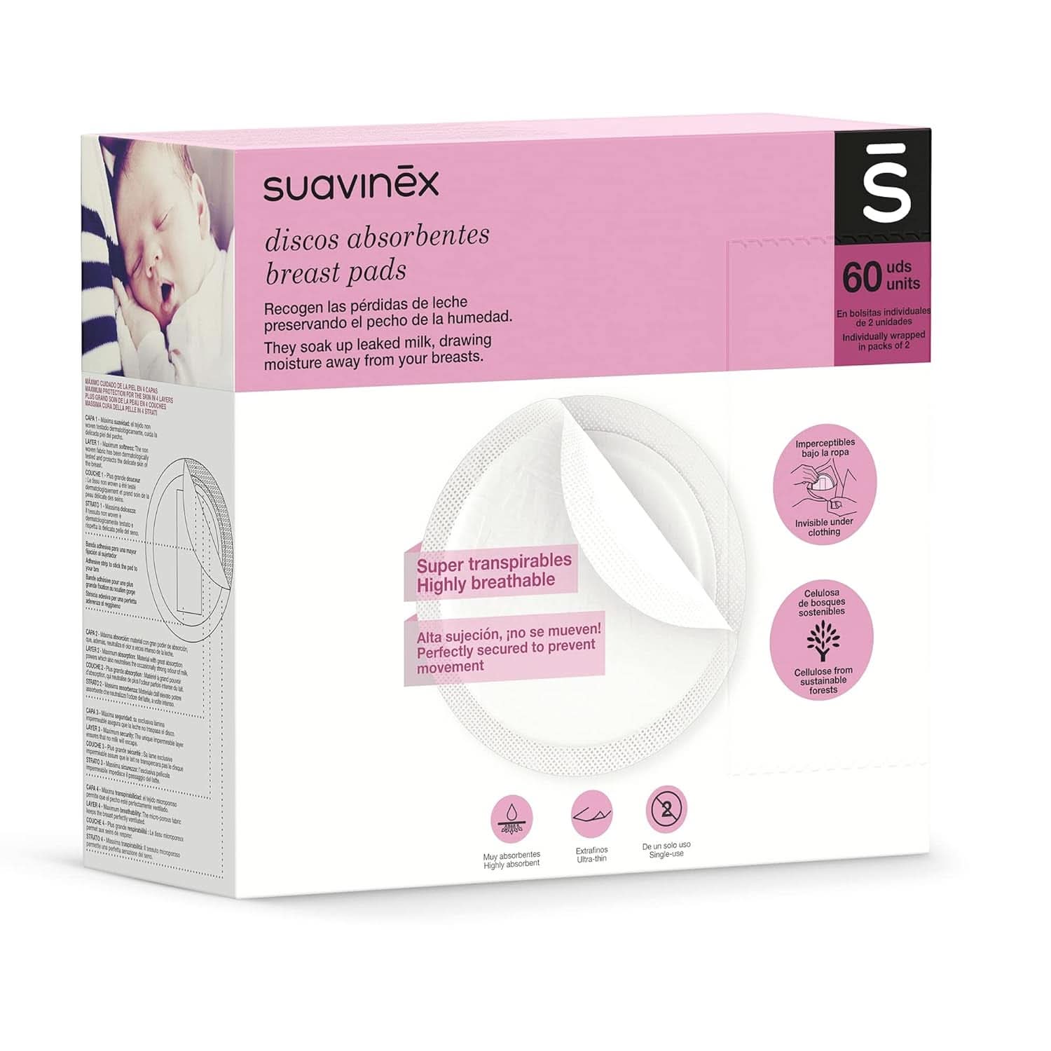 Suavinex 3182126 - Balení tamponů na kojení 60 kusů Příslušenství Potraviny a kojení Bebe Naty Shop