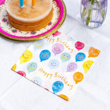 Vysoce kvalitní papírové stolní ubrousky Happy Birthday Smiley Face Balónkové ubrousky pro párty Catering Ekologické jednorázové ubrousky Kompostovatelné Odolné Recyklovatelné