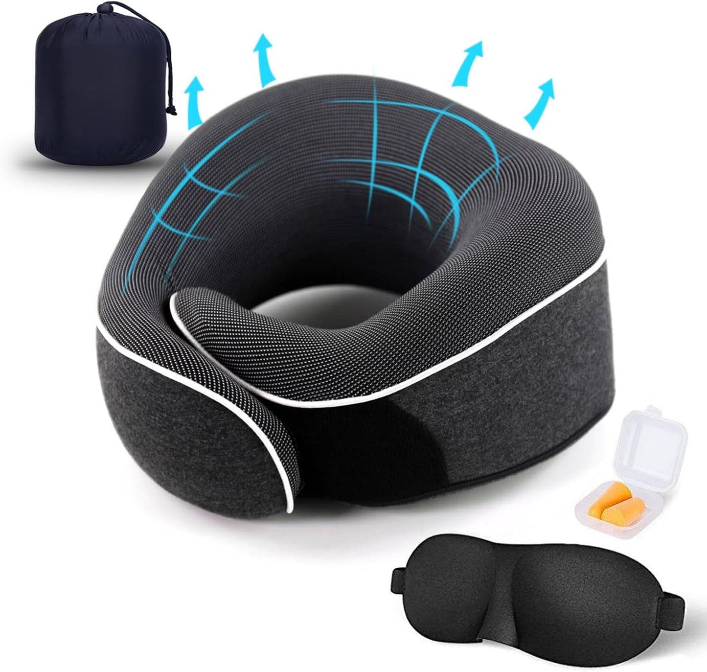 TALLGO Travel Polštář na krk Nejlepší Memory Foam Polštář do letadla Opěrka hlavy Měkký nastavitelný polštář do letadla Auto Home Pink Naty Shop Cervikální ortopedické polštáře Black 4 Standard