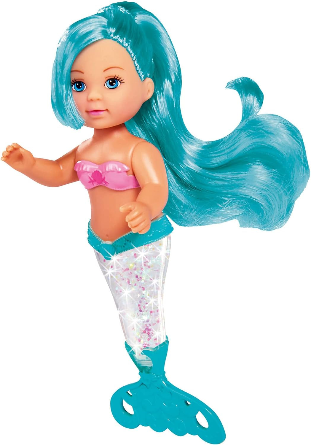 Simba 105733482 - Evi Love Glitter Mermaid, panenka mořské panny s ocasní ploutví, která při zatřesení svítí. Je poskytována pouze JEDNA položka.