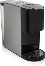 Vícekapslový espresso kávovar Princess 5 v 1 – kompatibilní s podložkami Nespresso, Dolce Gusto, Lavazza a Modo Mio a ESE, kapacita 0,8 l, 1450 W, stříbrná, černá