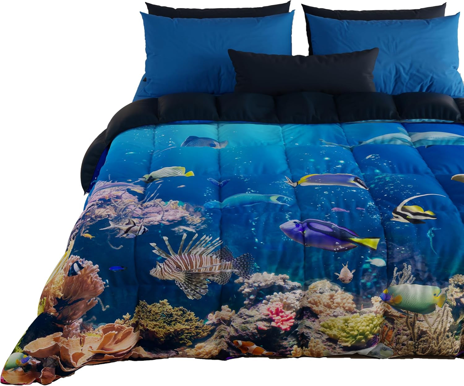 PETTI Artigiani Italiani povlak na přikrývku na manželskou postel, 100% Made in Italy, Akvarijní přikrývky a přikrývky Naty Shop Acquario 160 X 190 Cm