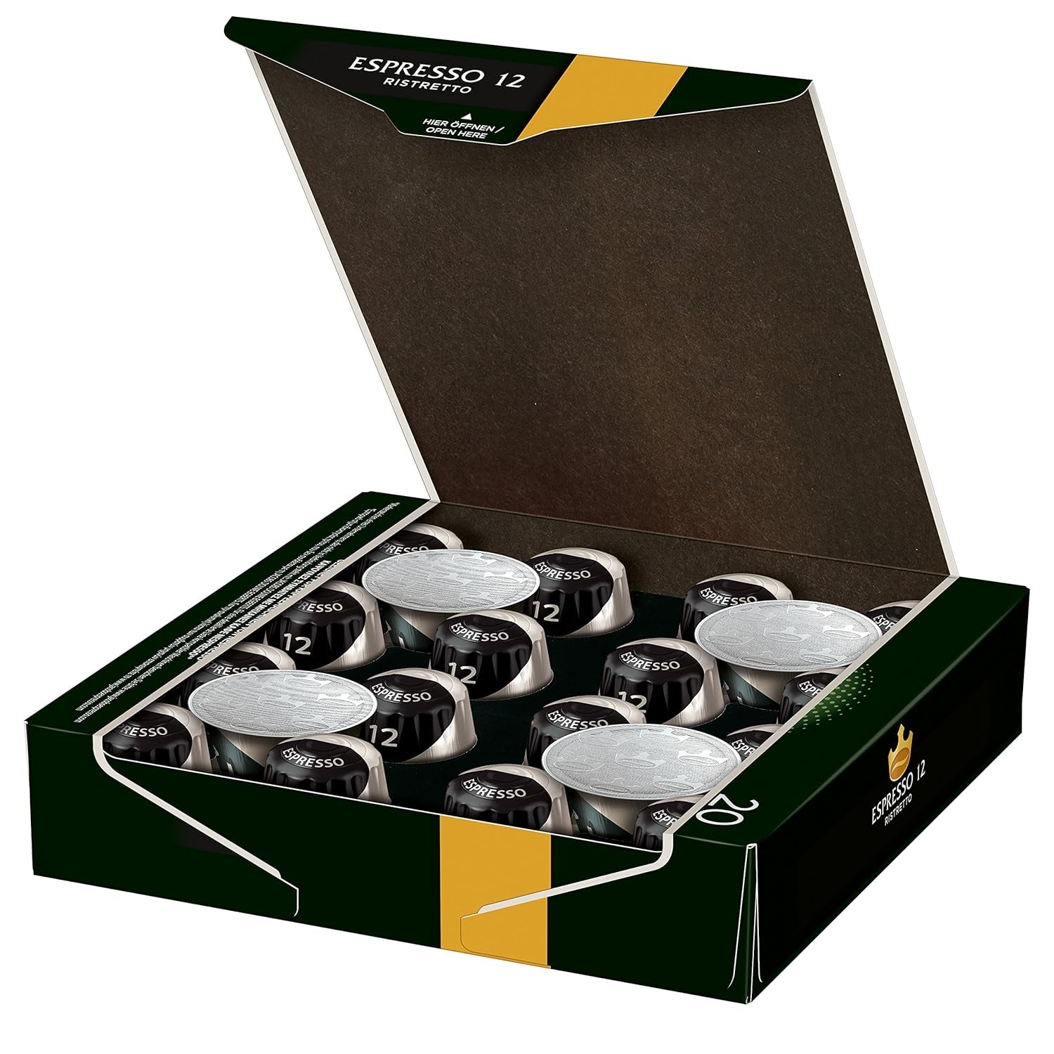 Kaffeekapseln Espresso Ristretto, Intensität 12 von 12 & Kaffeekapseln Krönung Crema, 200 kapslí kompatibilních s Nespresso, 10er Pack, 10 x 20 Getränke, 1040 g