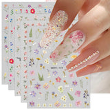 JMEOWIO Nálepka na nehty Frühlings Blume 9 Blatt Nálepka na nehty Selbtklebend Nagelaufkleber Bunte Sommer Blumen Dekoration Nageldesign Zubehör