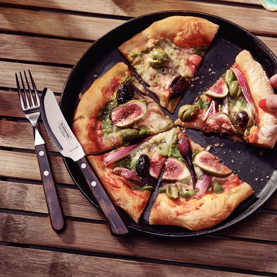 Tramontina PIZZA Besteck, 8dílná sada, Für 4 Personen, Rostfreier Edelstahl, Fsc-Zertifizierte Holzgriffe, Spülmaschinenfest Kitchen Naty Shop