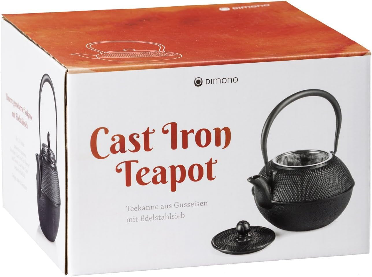 Tradiční litinový čajový set Dimono: konvička, ohřívač a 2 šálky