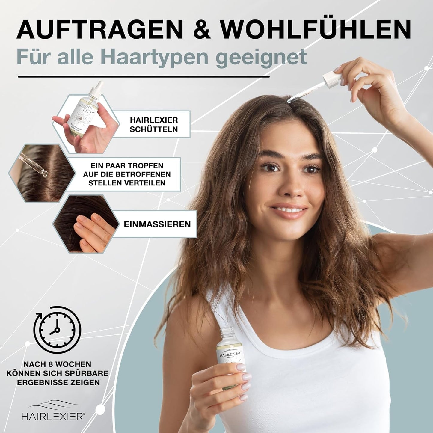 Hairlexier přípravek na růst vlasů pro ženy - Rozmarýnový vlasový olej, ricinový olej na vlasy, levandulový olej, přírodní vlasové sérum proti difúznímu vypadávání vlasů, podporuje růst vlasů, Vegan & Organic + Pracovní sešit Péče o vlasy Naty Shop
