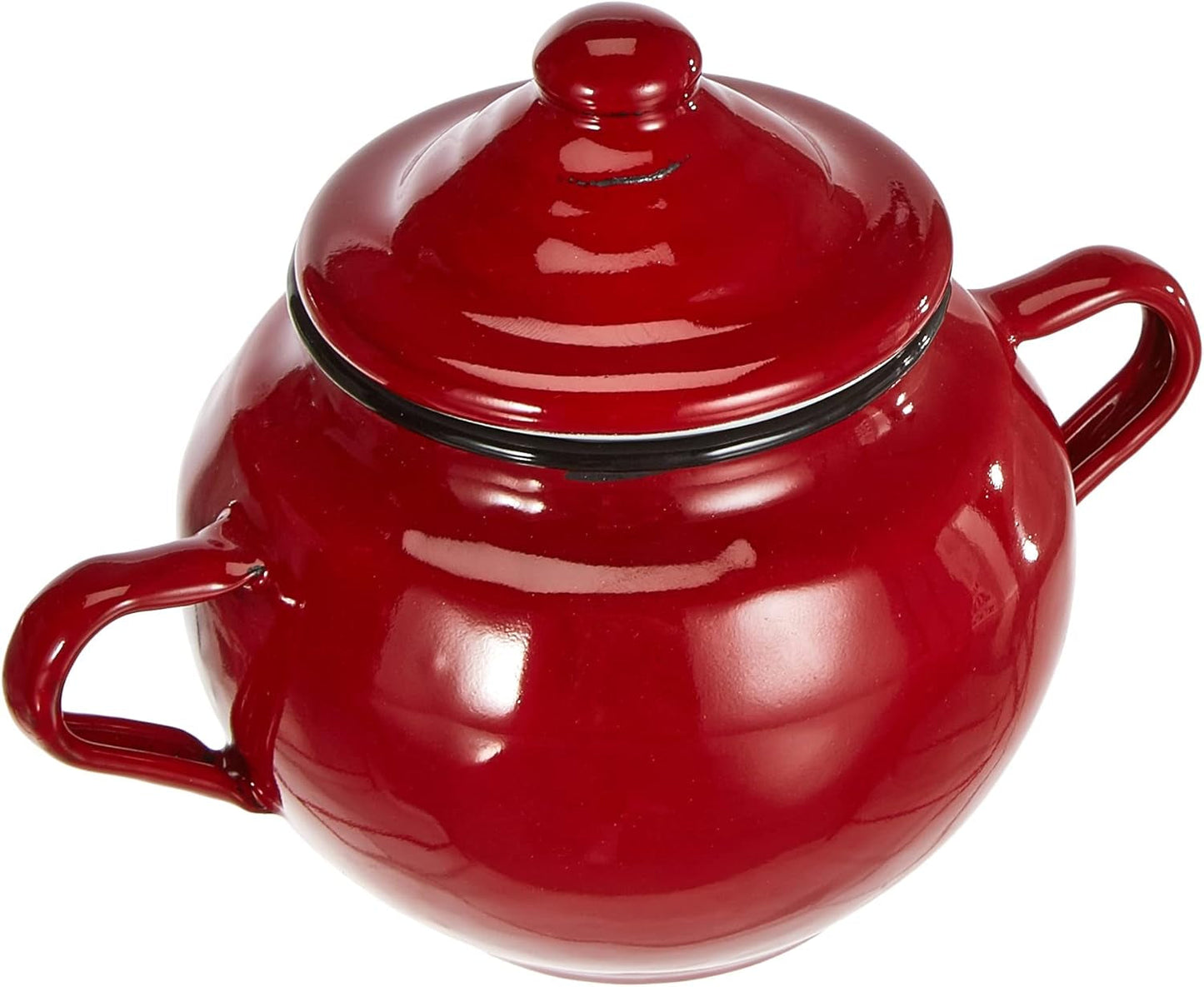 Roja dóza s víčkem, 0,5 l, červeně smaltovaná ocel, 10 x 10 x 20 cm, 2 kusy