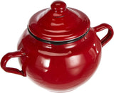 Roja dóza s víčkem, 0,5 l, červeně smaltovaná ocel, 10 x 10 x 20 cm, 2 kusy