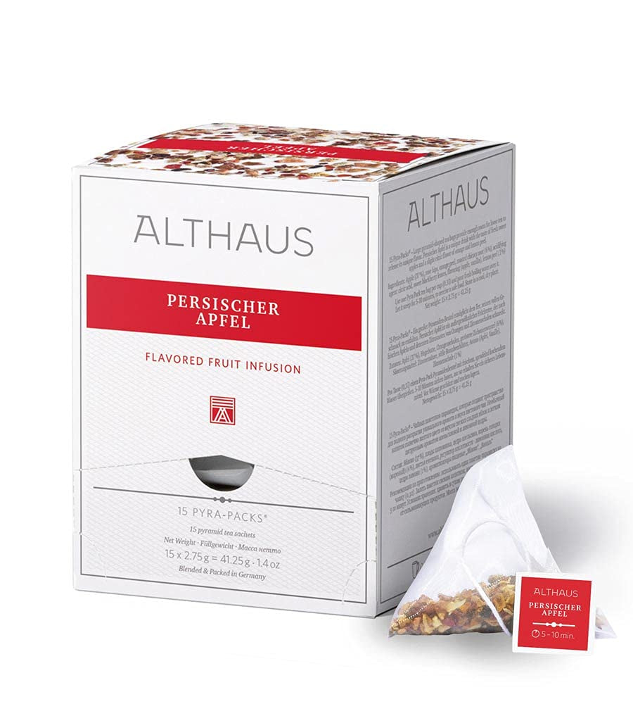 Althaus Tea PERSKÉ JABLKO ⋅ Ovocný čaj v pyramidových sáčcích PYRA PACK ⋅ Ovocný čaj s příchutí jablka ⋅ 15 X 2,75G