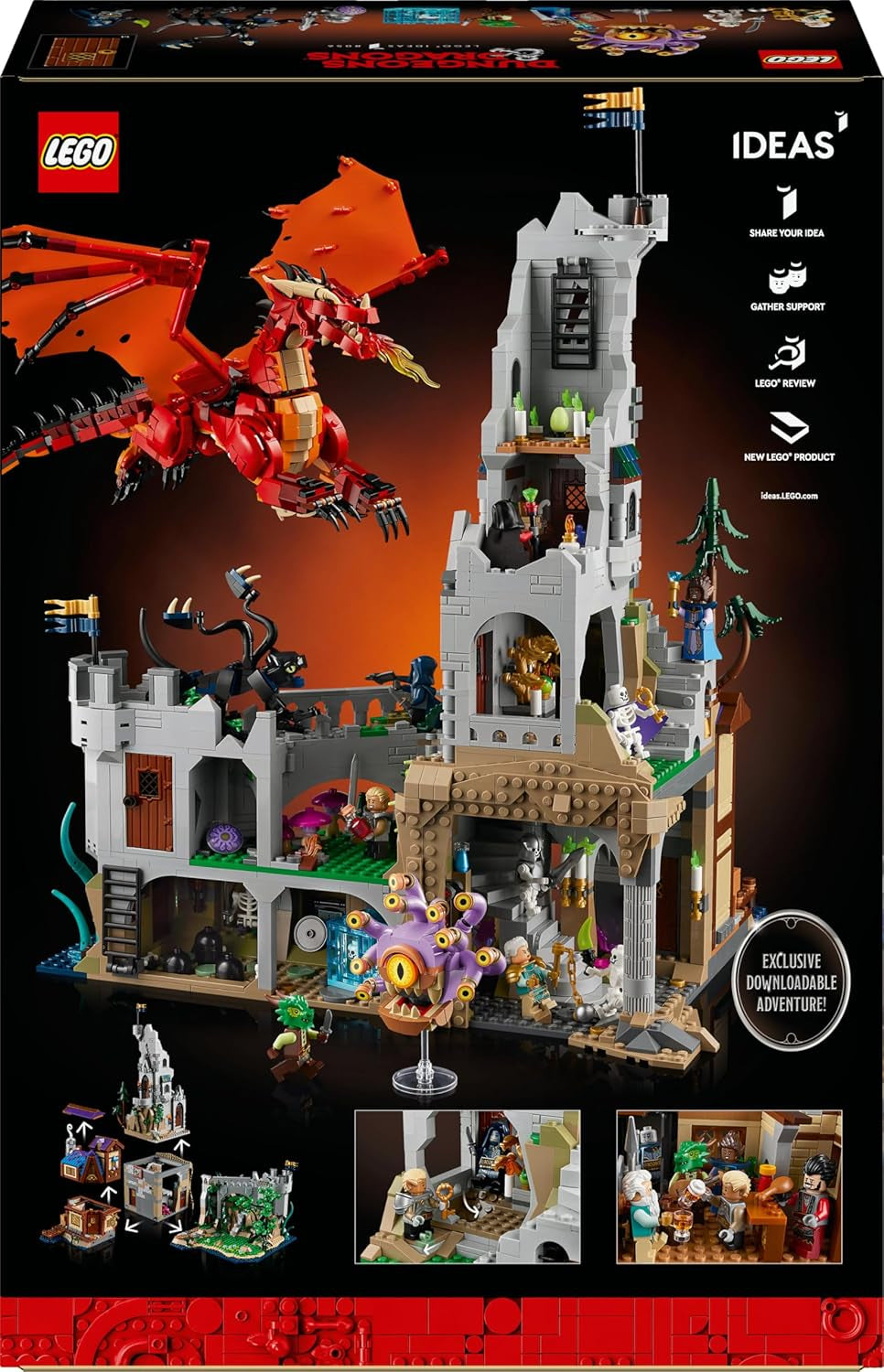 LEGO Ideas Dungeons & Dragons: Sága o Červeném drakovi, Stavebnice pro dospělé, Dungeons and Dragons Nápady na dárky pro fanoušky, Fantasy stavebnice, Kreativní činnost 21348 Stavebnice Besuche den LEGO-Store