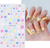 JMEOWIO 3D Nálepka na nehty Frühling Blumen 5 Blatt Nagelaufkleber 5D Stereoskopické Selbtklebend Bunte Blüte Nálepka na nehty Dekoration Nageldesign Zubehör
