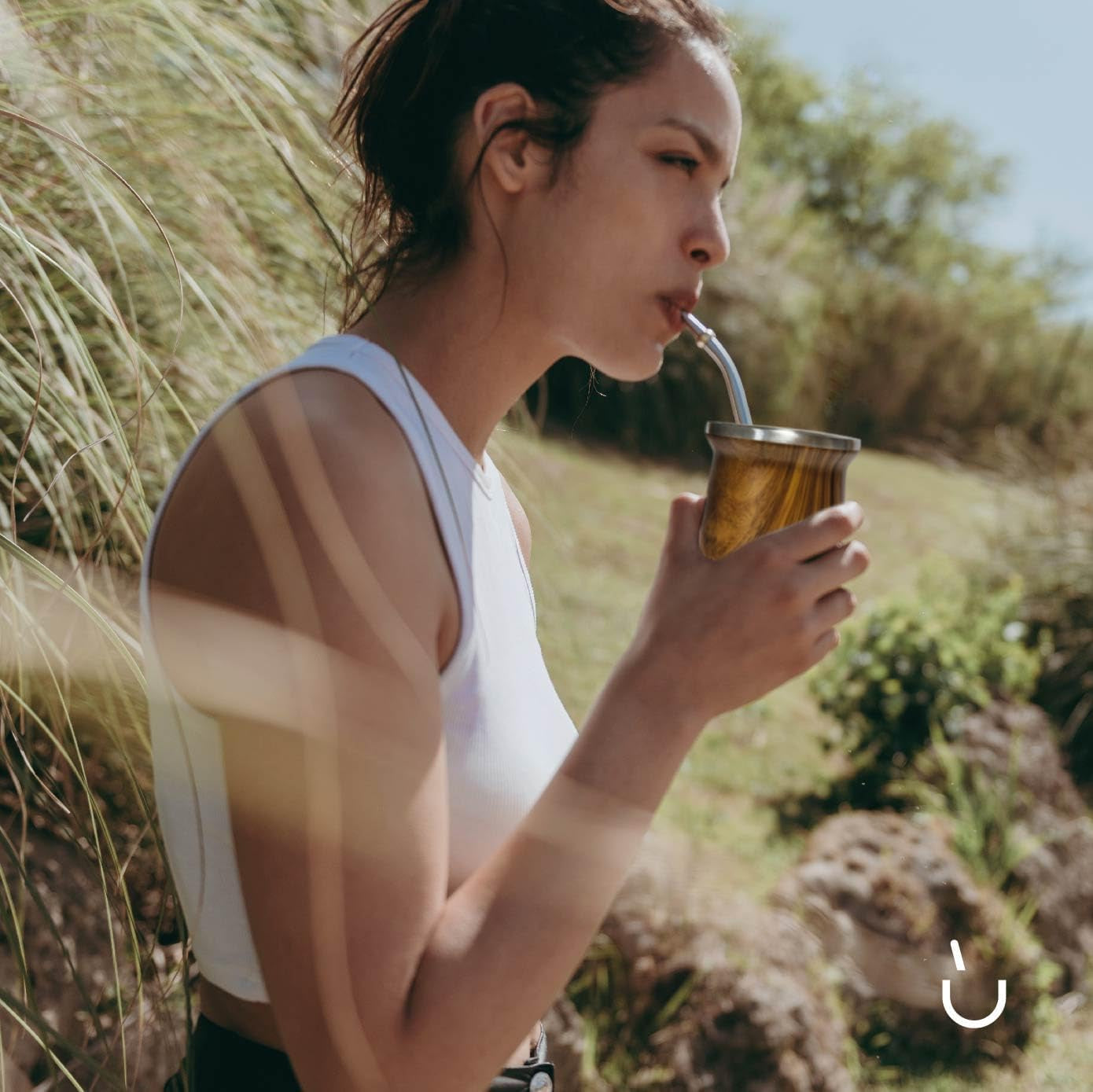 Balibetový čajový set Yerba Mate (hrnek Mate) vyrobený z nerezové oceli s bombillou (brčko) pro maté, Snadno se čistí a velmi odolný set Yerba Mate (DŘEVO)