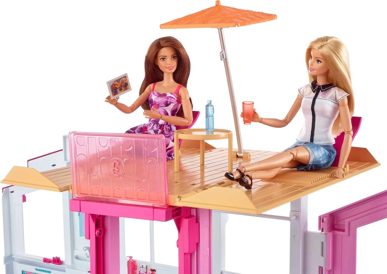 Barbie Dream House, 3patrový 5pokojový městský dům, zahrnuje doplňky jako nábytek, skládací a úložný prostor, hračka pro děti od 3 let, DLY32