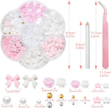 3D kouzla na nehty, kouzla na nehty Schleifen, Blumen Und Perlen, kouzla Nagel Aus Harz, sady Nageldekorations, DIY kouzla Nägel, Nagelanhänger