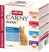 animonda Carny Adult Ocean Marine Variety č. 1 (12 x 80 g), mokré krmivo pro dospělé kočky, mokré krmivo s jemnými rybími filety, krmivo pro kočky bez obilovin a cukru