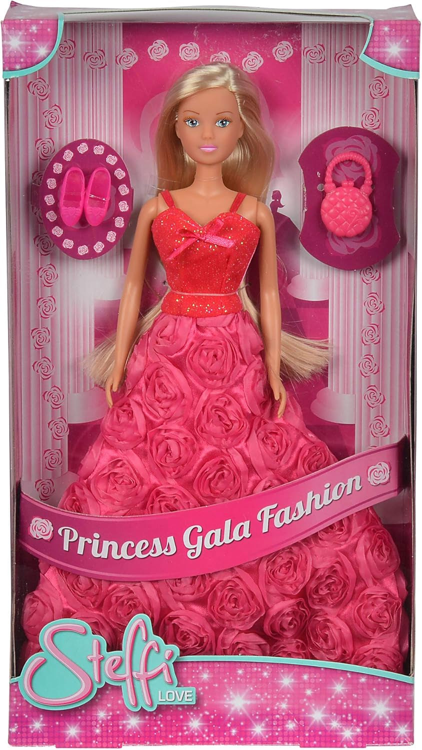 Simba 105739003 - Steffi Love Princess Gala Fashion, 2-Fach Sortiert, es Wird nur EIN Artikel geliefert, Spielpuppe als Prinzessin im traumhaften Rosenkleid mit Handtasche, 29 cm, ab 3 Jahre