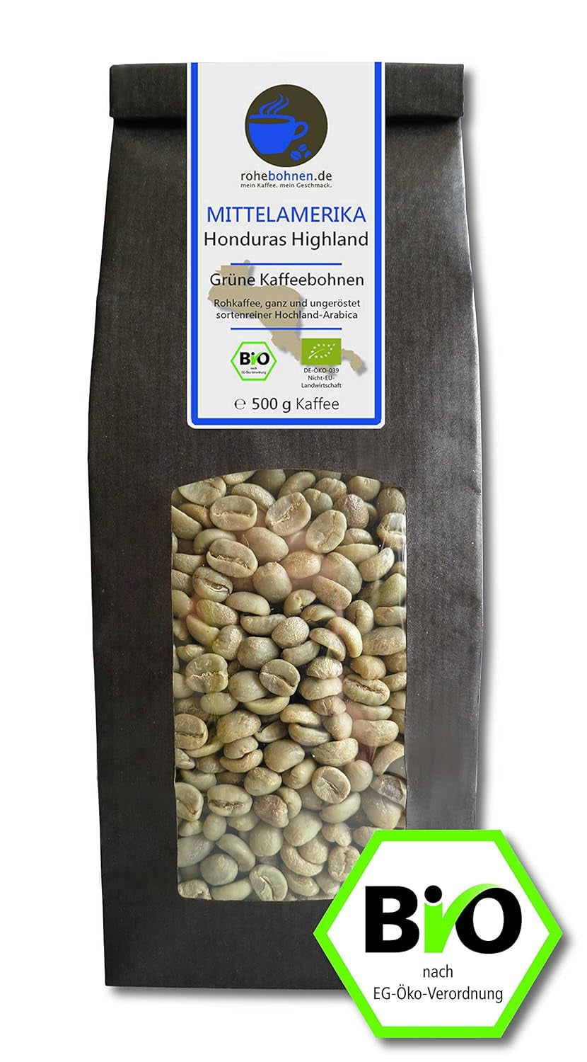 Bio Rohkaffee - Grüner Hochland Kaffee Honduras Highland (zelené Kaffeebohnen 500 g) - GMP zertifiziert