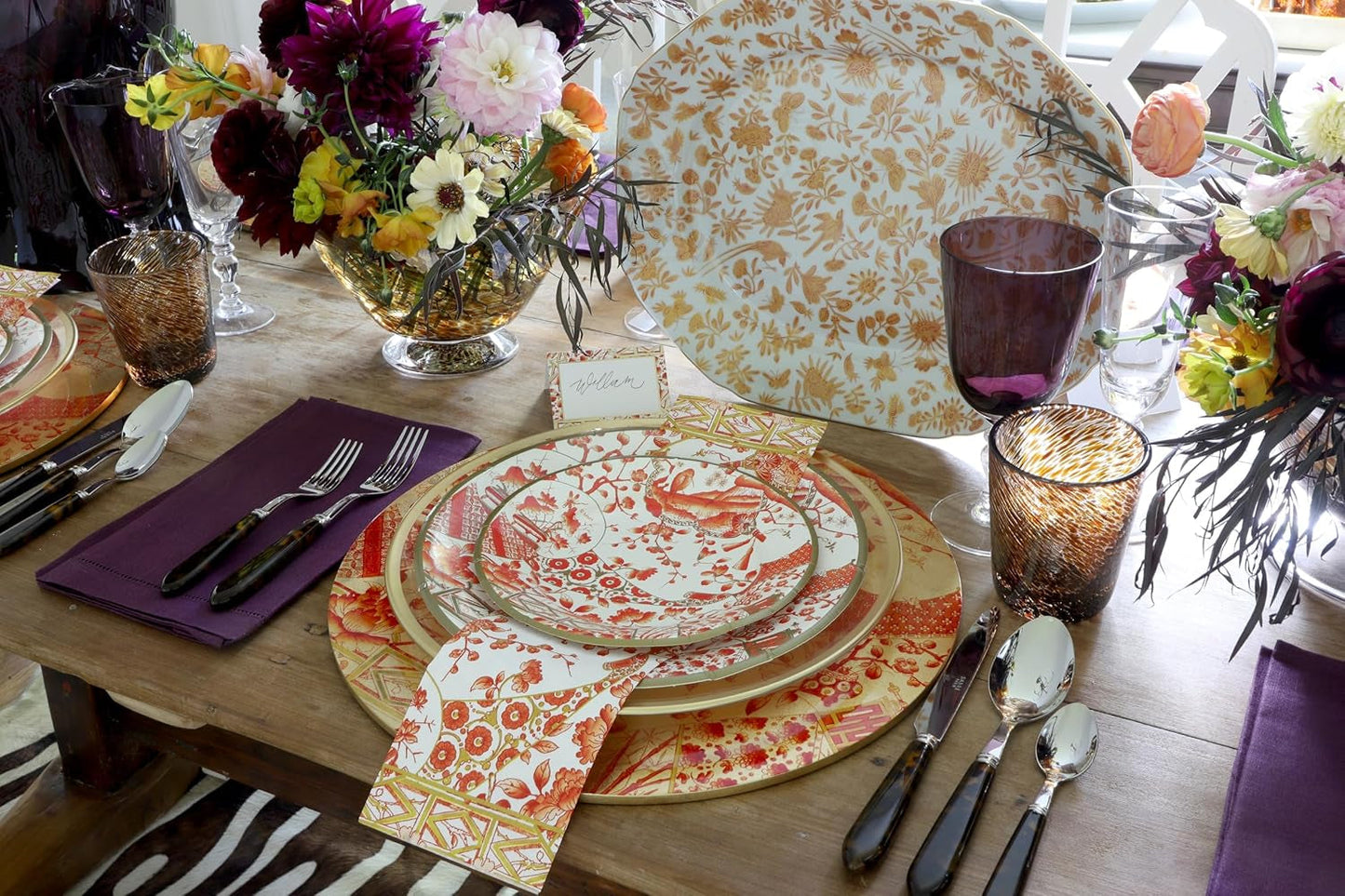 Porcelánové ručníkové ubrousky pro hosty Coral Gold, 15 v balení