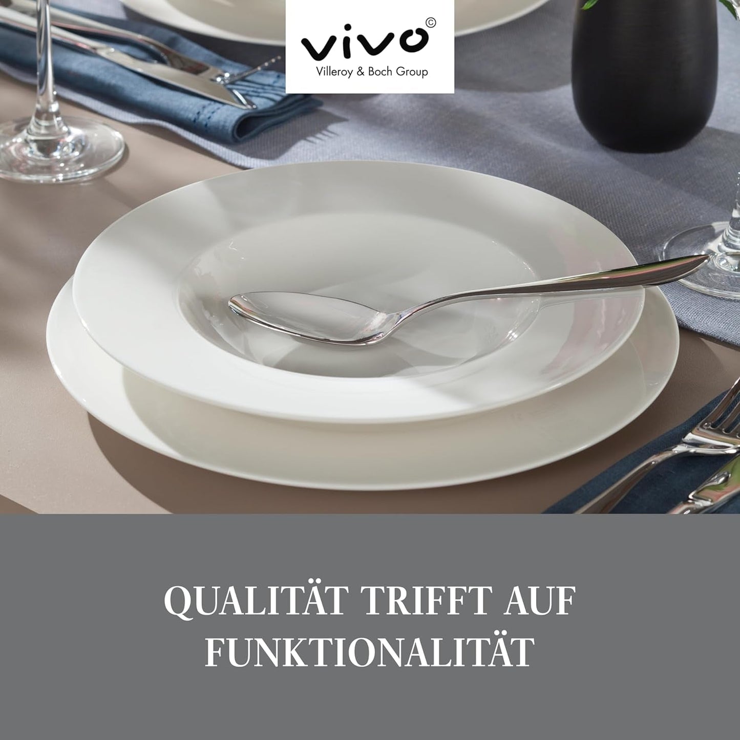 vivo - Villeroy & Boch Group - Basic White 30dílná sada nádobí, vhodné do myčky a mikrovlnné trouby, Bílá sada nádobí, Kávová sada, Keramika, Talíře, Šálky, Premium porcelán