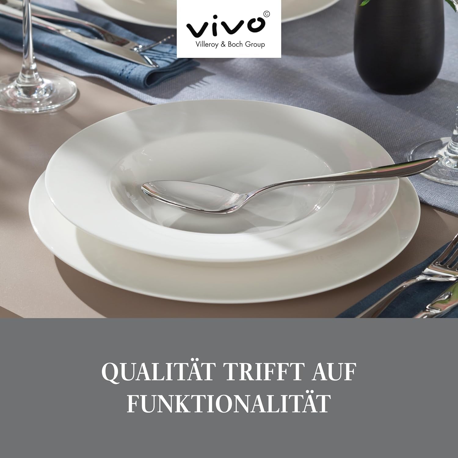 vivo - Villeroy & Boch Group - Basic White 30dílná sada nádobí, vhodné do myčky a mikrovlnné trouby, Bílá sada nádobí, Kávová sada, Keramika, Talíře, Šálky, Premium porcelán