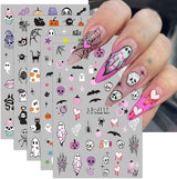 JMEOWIO Nálepka na nehty Halloween Süßer Geisterkürbis 9 Blatt Nálepka na nehty Selbtklebend Nagelaufkleber Dekoration Nageldesign Zubehör
