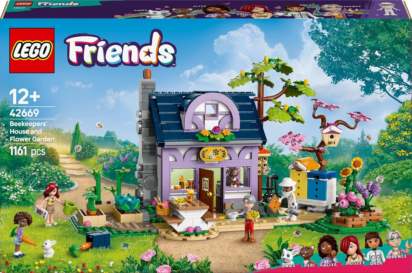 LEGO Friends Dům a květinová zahrada Včelař Stavebnice Příroda Hrací sada Dárek pro dívky 12+ Sada sestavitelných modelů 4 minifigurky a figurky zvířat Kočka a králík 42669 Stavebnice Besuche den LEGO-Store