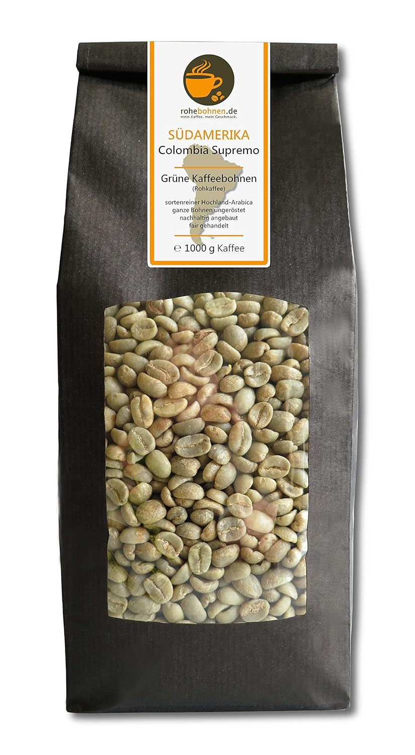 Surová káva - Green Highland Coffee Colombia Supreme (zelená kávová zrna 1000 g) - certifikace GMP