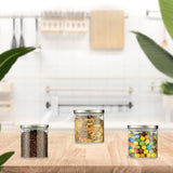 Relaxdays dózy s víčky Sada 3 čtvercových dóz o objemu 600 ml Netěsné skleněné dózy Průhledné/stříbrné dózy na potraviny Naty Shop
