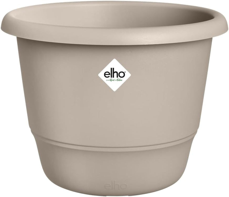 elho Amiga Round 30 - Vnitřní a venkovní květináč - 100% recyklovaný plast - Ø 29,5 x V 20,2 cm - Béžová/Mushroom Beige