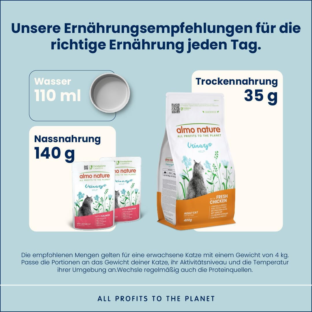 almo nature Functional Urinary Help - Mokré krmivo pro dospělé kočky s lososem - Podporuje zdraví močových cest - 30 sáčků po 70 g