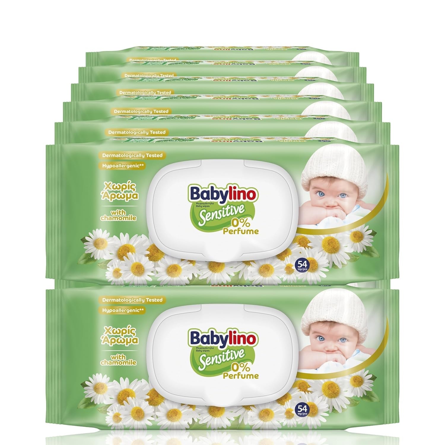 Dětské ubrousky Sensitive, 0 % vůně, 98 % přírodní složení, které obnovuje rovnováhu pH pokožky, pečeť svěžesti, 54 ubrousků