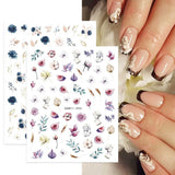 JMEOWIO Nálepka na nehty Frühling Blumen 10 Blatt Nálepka na nehty Selbtklebend Nagelaufkleber Buntes Letní Blumen Dekorace Nageldesign Zubehör