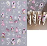JMEOWIO Nagelsticker Weihnachten 6 Blatt Nail Art Sticker Selbtklebend Nagelaufkleber Schneeflocke Winter Urlaub Süß Dekoration Nageldesign Zubehör
