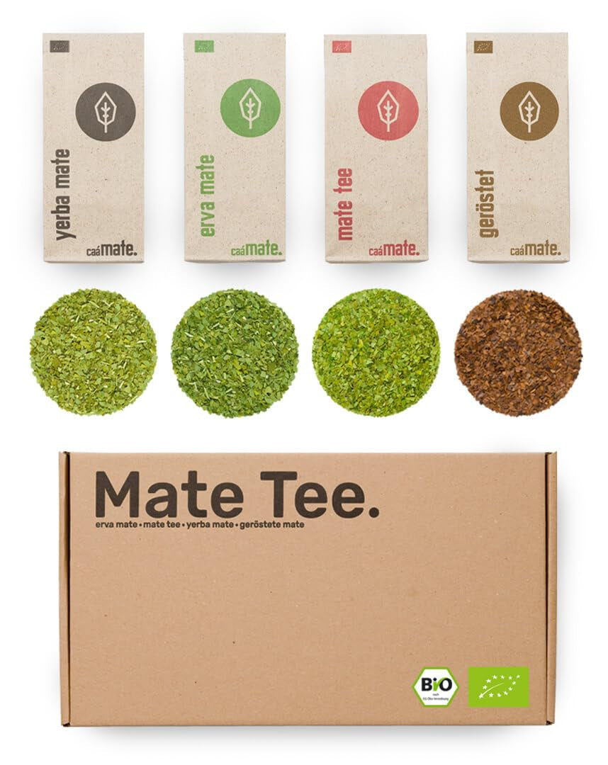 Degustační sada čaje maté ● 4 druhy organického čaje maté ● 100 g Erva maté + Yerba maté + zelený čaj maté + pečený čaj maté