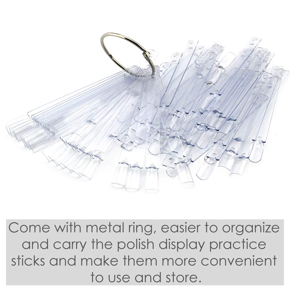 150 Stück Nail Art Tips Prsten, transparentní Farbe Karte Platten Nagelleck Display Ring Sticks, Nagel Salon Übungen Display Tips na nehty