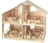 Pebaro Donau Elektronik _M880 3D Puzzle domeček pro panenky s nábytkem, 30 x 30 x 30 cm, přírodní