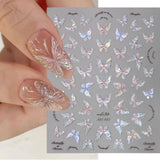 Glänzend Aurora Shell Schmetterling Nálepka na nehty Selbstklebend,Erleichterung Schmetterlinge Nálepka na nehty Rosa Laser Schmetterling Nagelaufkleber Für Frauen Nageldesign Zubehör Nagel Zubehör Nail Art